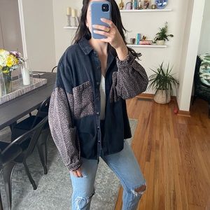 Oversized Cheetah/black color block jacket
